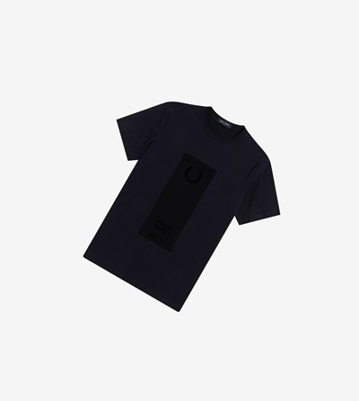 Fred Perry Block Print T-shirts Heren Donkerblauw | OCE173086