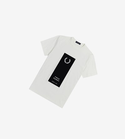 Fred Perry Block Print T-shirts Heren Wit | HFI810945