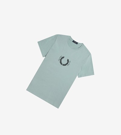 Fred Perry Circle Branding T-shirts Heren Zilver Blauw | ENF167425