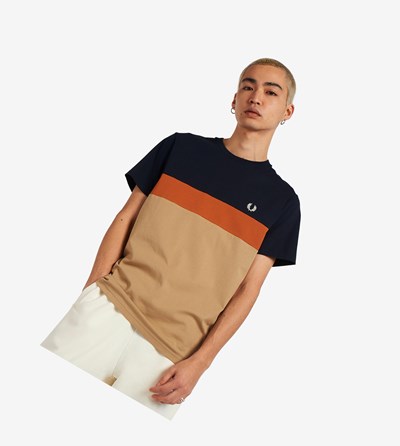 Fred Perry Colour Block T-shirts Heren Grijs | AXI391064