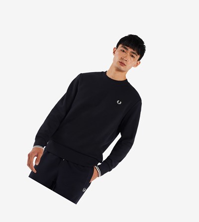 Fred Perry Crew Neck Sweatshirt Heren Donkerblauw | VEC431586