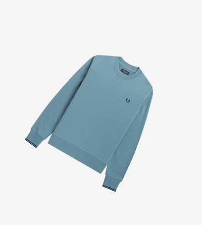 Fred Perry Crew Neck Sweatshirt Heren Grijs Blauw | YPL453802