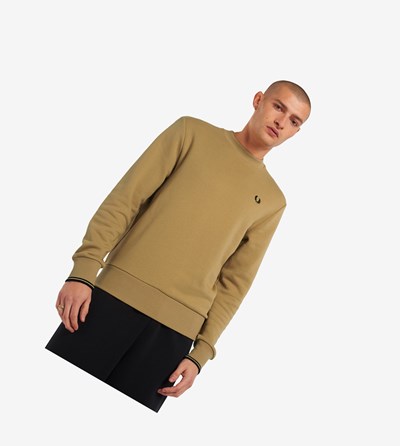 Fred Perry Crew Neck Sweatshirt Heren Khaki | MQL456172