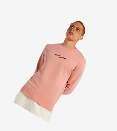 Fred Perry Embroidered Sweatshirt Heren Roze Koraal | GUM286017