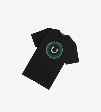 Fred Perry Gradient Grafische T-shirts Heren Zwart | EWA439125