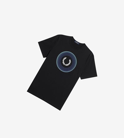 Fred Perry Gradient Grafische T-shirts Heren Zwart | PHX125743