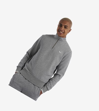 Fred Perry Half Zip Sweatshirt Heren Grijs | MTA725163