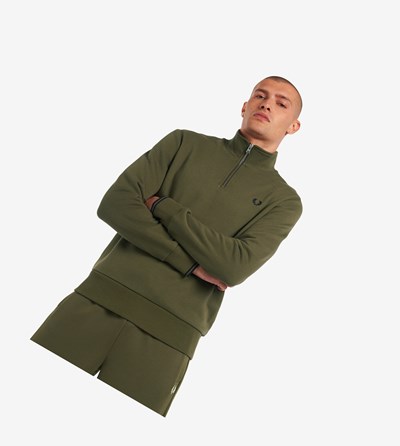 Fred Perry Half Zip Sweatshirt Heren Groen | KSC501742