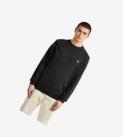 Fred Perry Klassieke Crew Neck Jumper Gebreide Kleding Heren Zwart | ESM295830