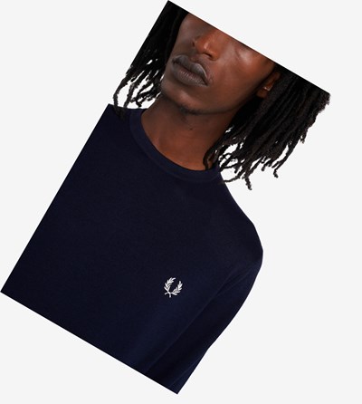 Fred Perry Klassieke Crew Neck Jumper Gebreide Kleding Heren Donkerblauw | RUJ385794