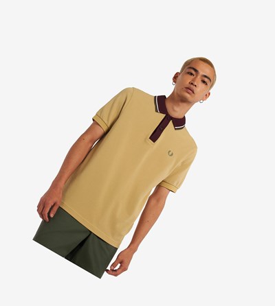 Fred Perry Knitted Collar Poloshirt Heren Khaki | XIQ043869