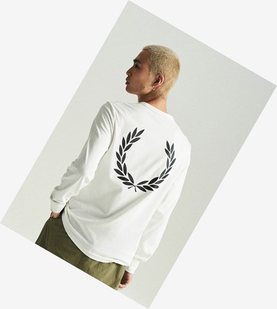 Fred Perry Laurel Wreath Long Sleeve T-shirts Heren Wit | KSN549167