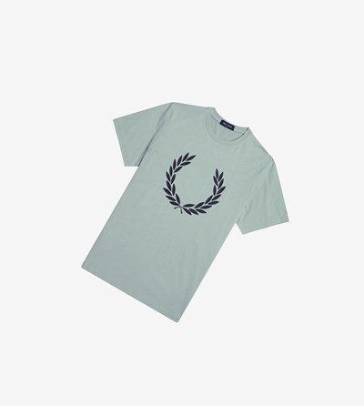 Fred Perry Laurel Wreath Print T-shirts Heren Zilver Blauw | MJG761930