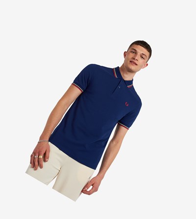 Fred Perry M3600 Poloshirt Heren Donkerblauw Geel Rood | SNT389067