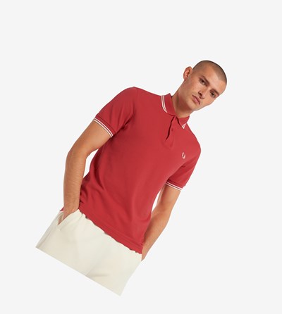 Fred Perry M3600 Poloshirt Heren Rood Wit | UZA946735