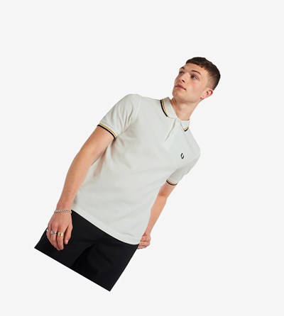 Fred Perry M3600 Poloshirt Heren Wit Goud Donkerblauw | KRG482761