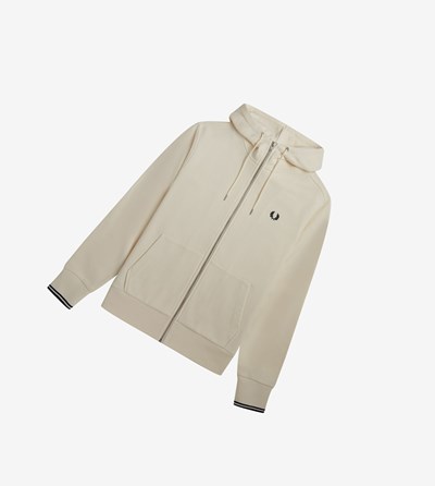 Fred Perry Met Capuchon Zip Through Sweatshirt Heren Beige | PEL730265