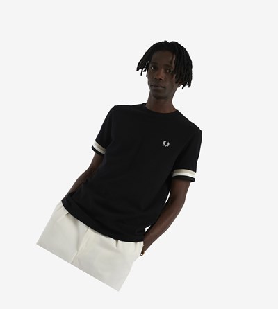 Fred Perry Piqué T-shirts Heren Zwart | QGW502194