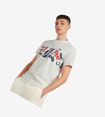 Fred Perry Reissues Archive Vine Grafische T-shirts Heren Wit | LTZ784691