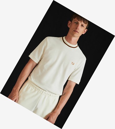 Fred Perry Reissues Crew Neck Piqué T-shirts Heren Wit | HFC014283