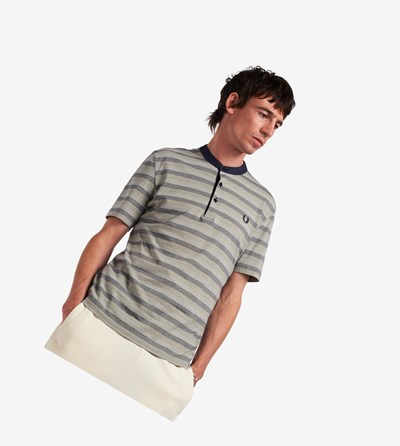 Fred Perry Reissues Striped Henley Shirt Poloshirt Heren Donkergrijs | MQR704963