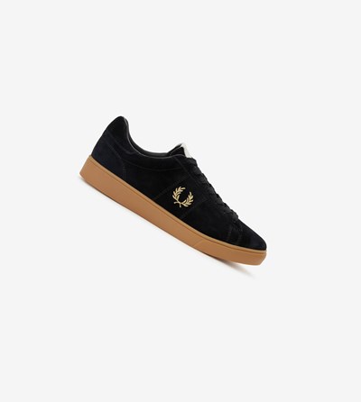 Fred Perry Spencer Sneakers Heren Zwart Metal Goud | JGS027396