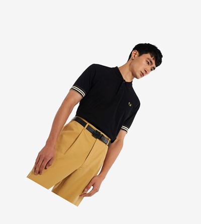 Fred Perry Striped Cuff Poloshirt Heren Zwart | ZSV281740