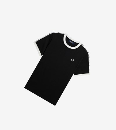 Fred Perry Taped Ringer T Shirts & Topjes Dames Zwart | XSU428950