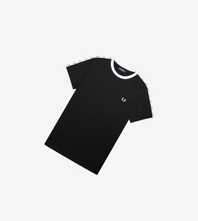 Fred Perry Taped Ringer T-shirts Heren Zwart | XBH457680