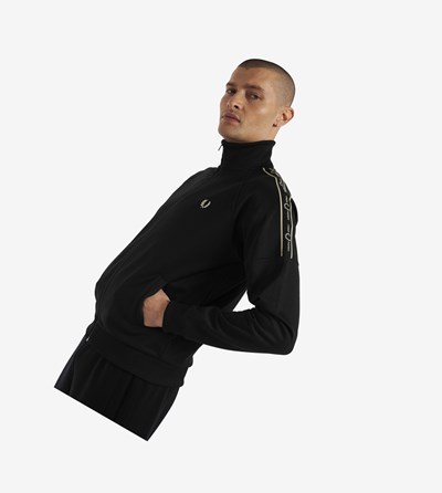 Fred Perry Taped Sleeve Trainingsjack Heren Zwart | RTC987315