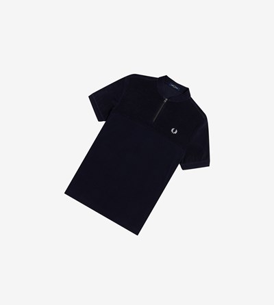 Fred Perry Towelling Panel Poloshirt Heren Donkerblauw | LXZ623170