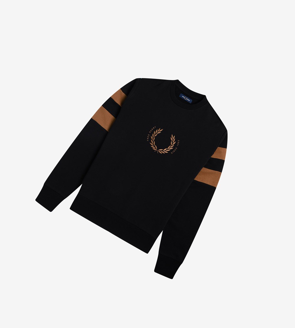 Fred Perry Bold Tipped Sweatshirt Heren Zwart | WHO571638