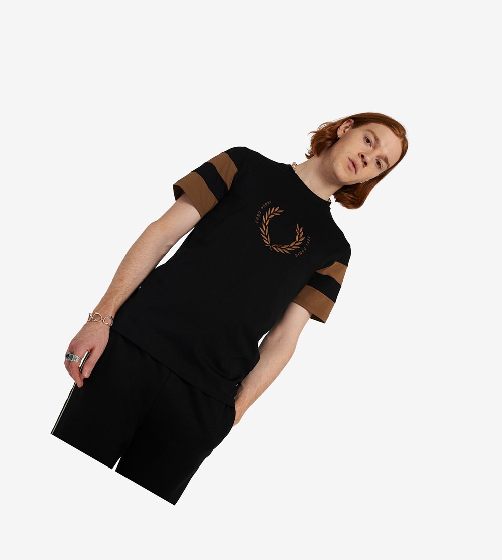 Fred Perry Bold Tipped T-shirts Heren Zwart | AVE320941