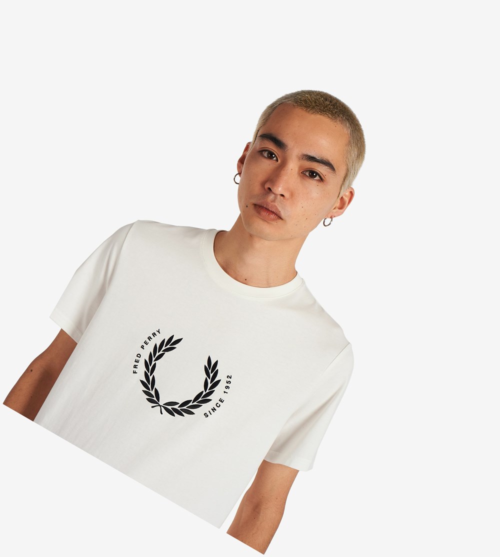 Fred Perry Circle Branding T-shirts Heren Wit | FAS720861