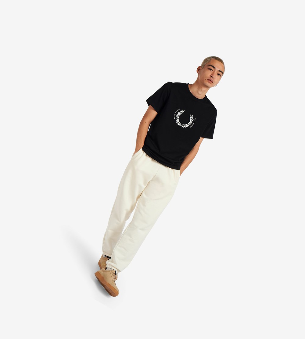 Fred Perry Circle Branding T-shirts Heren Zwart | JRO105862