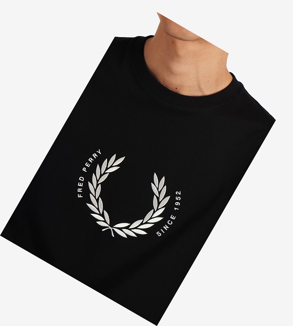 Fred Perry Circle Branding T-shirts Heren Zwart | JRO105862