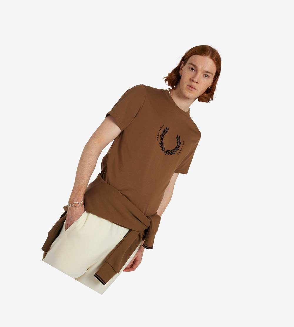 Fred Perry Circle Branding T-shirts Heren Grijs | SFO472093