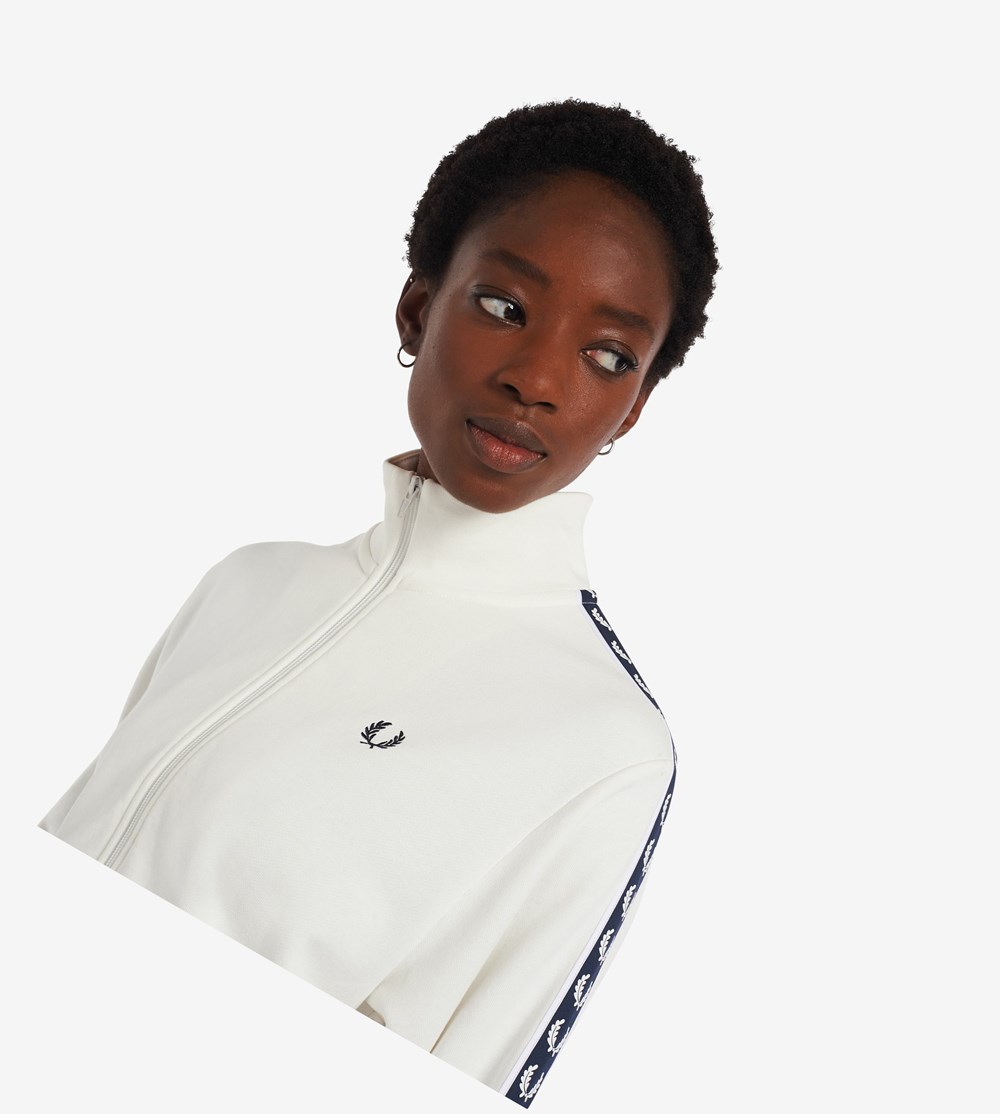 Fred Perry Cropped Taped Track Jackets Jassen Dames Wit | LSP817359