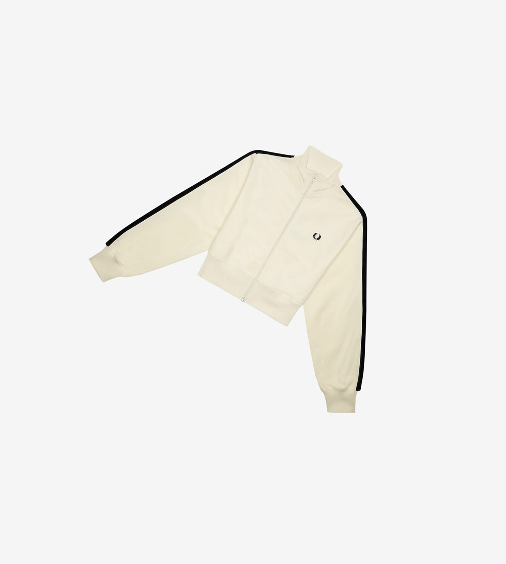 Fred Perry Cropped Taped Track Jackets Jassen Dames Zwart | YCI954872