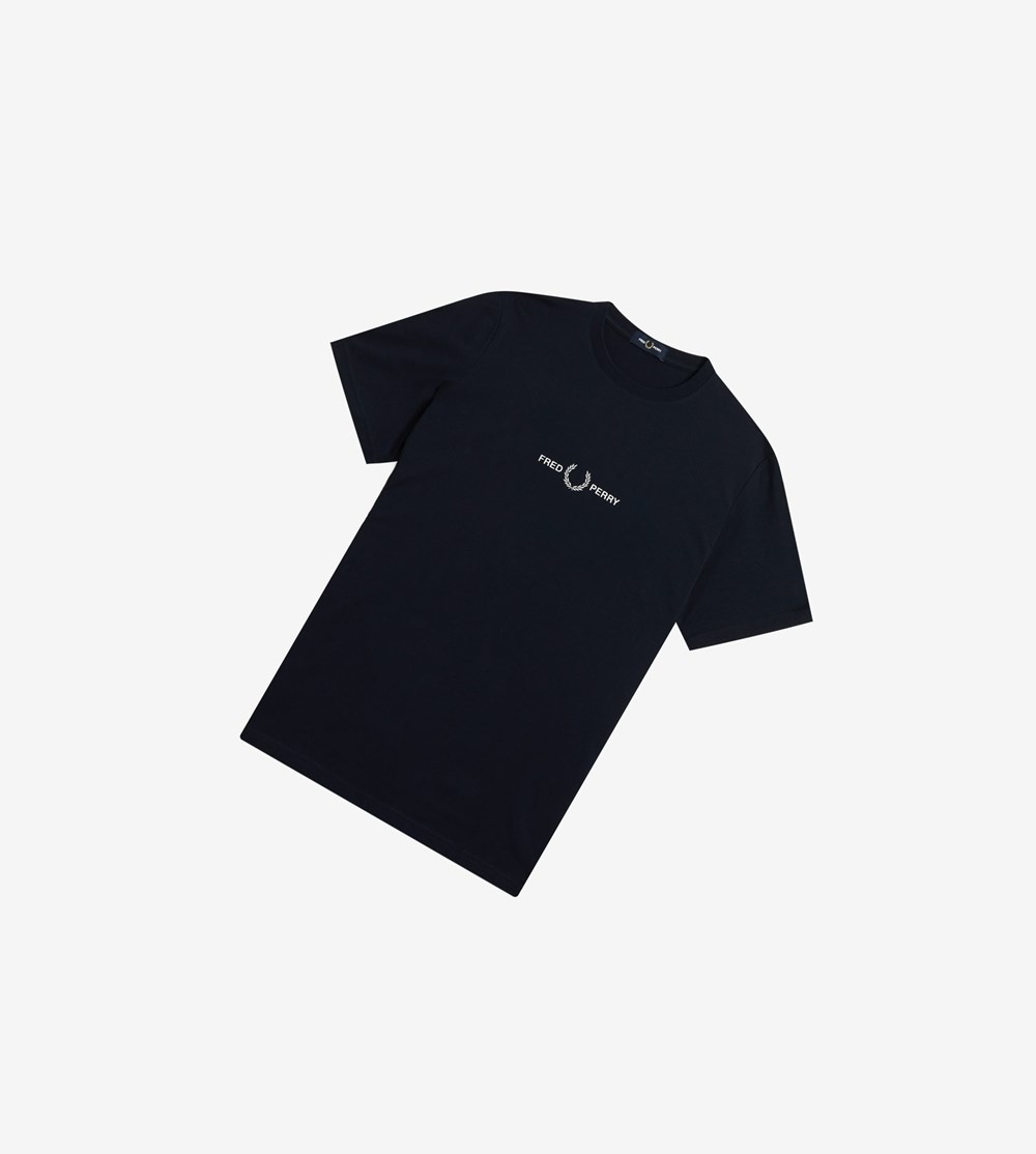 Fred Perry Embroidered T-shirts Heren Donkerblauw | FGV075624