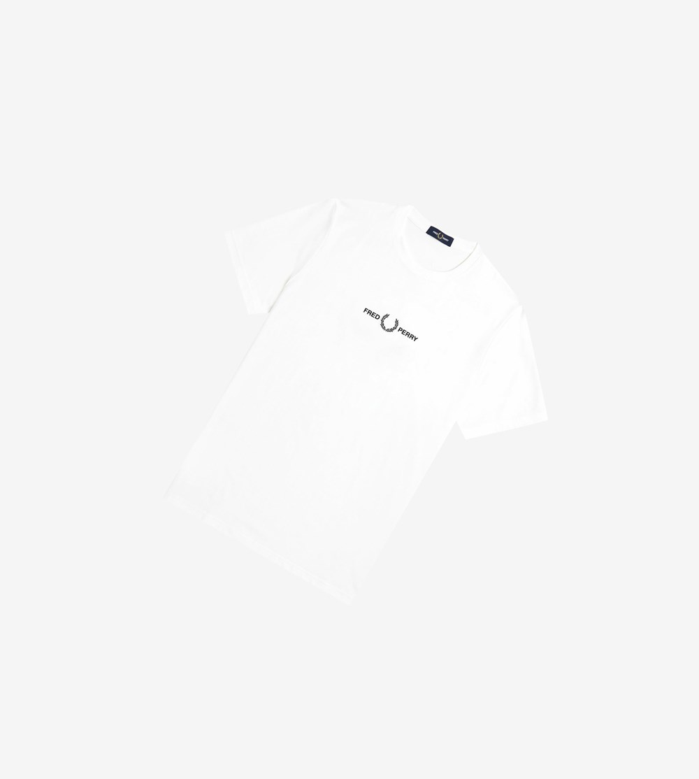 Fred Perry Embroidered T-shirts Heren Wit | LGM316729