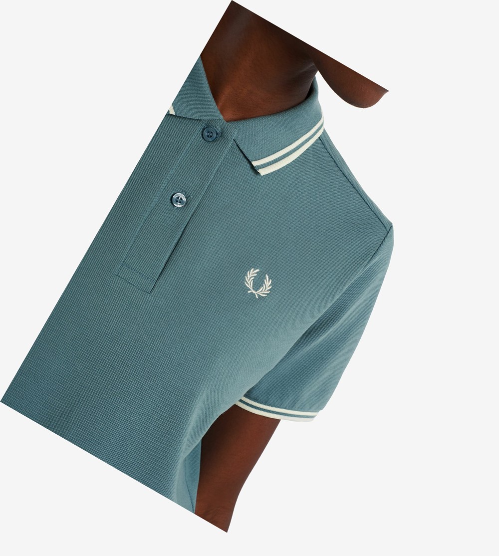 Fred Perry G3600 Poloshirt Dames Grijs Blauw Wit | DNP451876