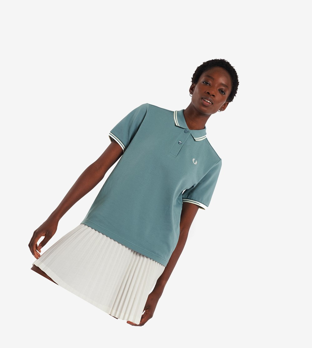 Fred Perry G3600 Poloshirt Dames Grijs Blauw Wit | DNP451876