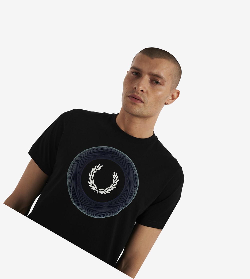 Fred Perry Gradient Grafische T-shirts Heren Zwart | PHX125743