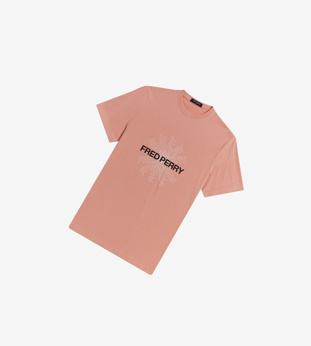 Fred Perry Grafische T-shirts Heren Roze Koraal | MNE230796