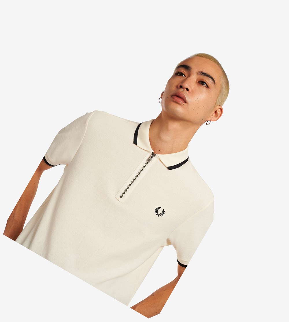 Fred Perry Half Zip Poloshirt Heren Wit | LES801726