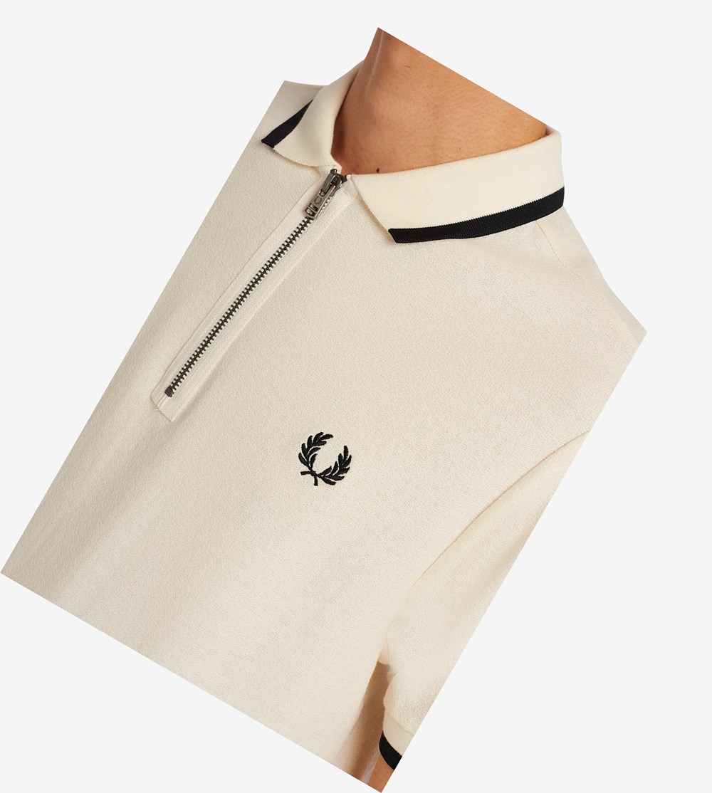 Fred Perry Half Zip Poloshirt Heren Wit | LES801726