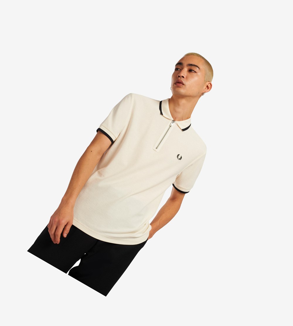 Fred Perry Half Zip Poloshirt Heren Wit | LES801726