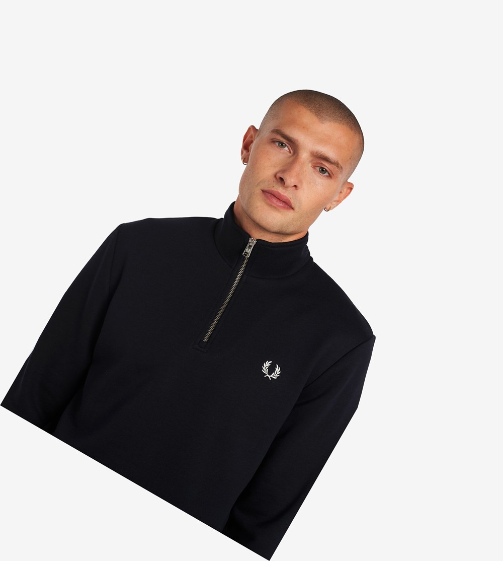 Fred Perry Half Zip Sweatshirt Heren Donkerblauw | IME831296