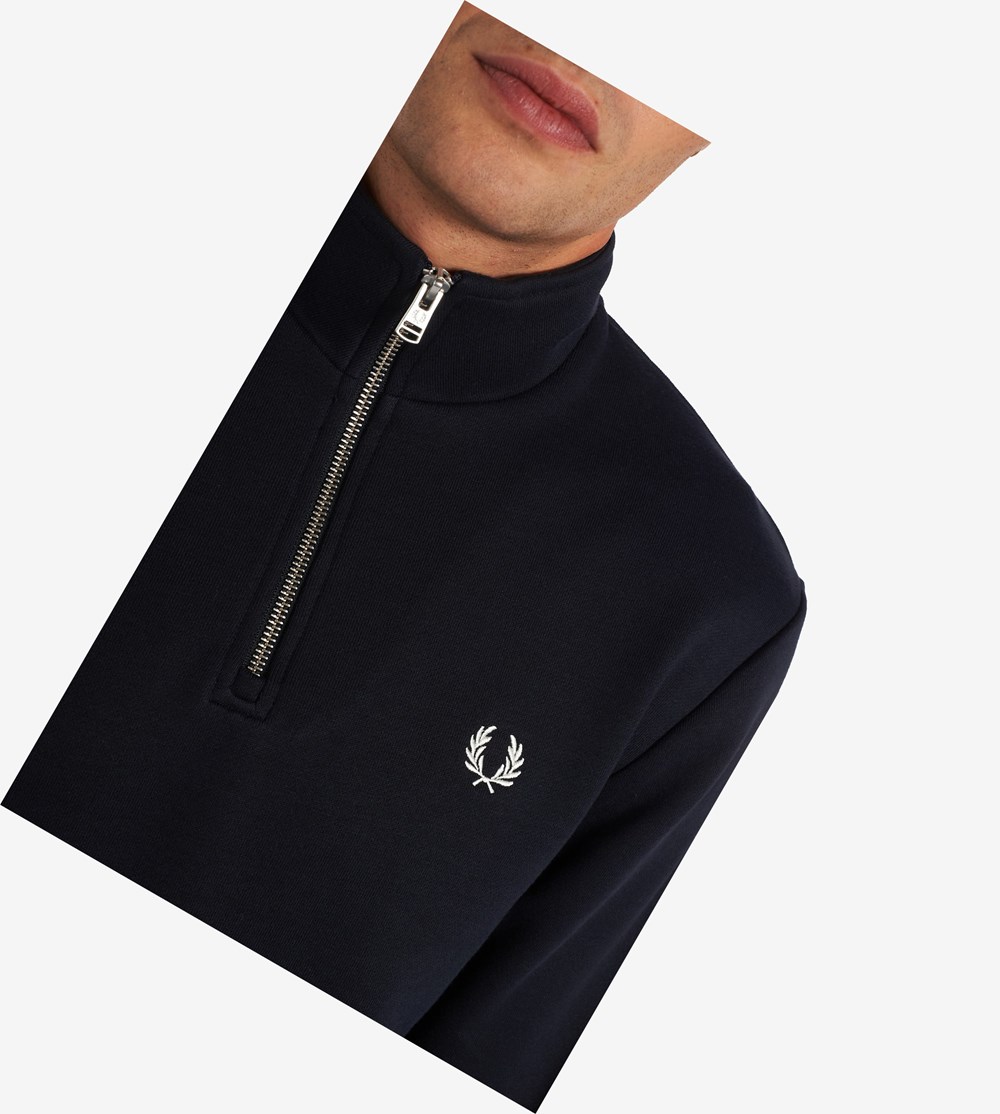 Fred Perry Half Zip Sweatshirt Heren Donkerblauw | IME831296